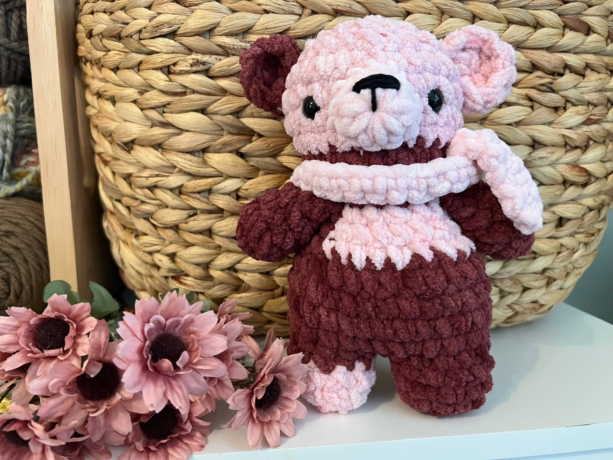crochet bear with scarf